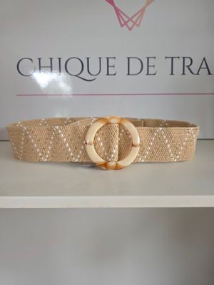 Elastic ZigZag Taupe Wit Goud - 100cm Elastic ZigZag Taupe Wit Goud - 100cm
