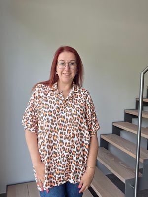 Hemd Maddie - panter met korte mouw in tetra stof