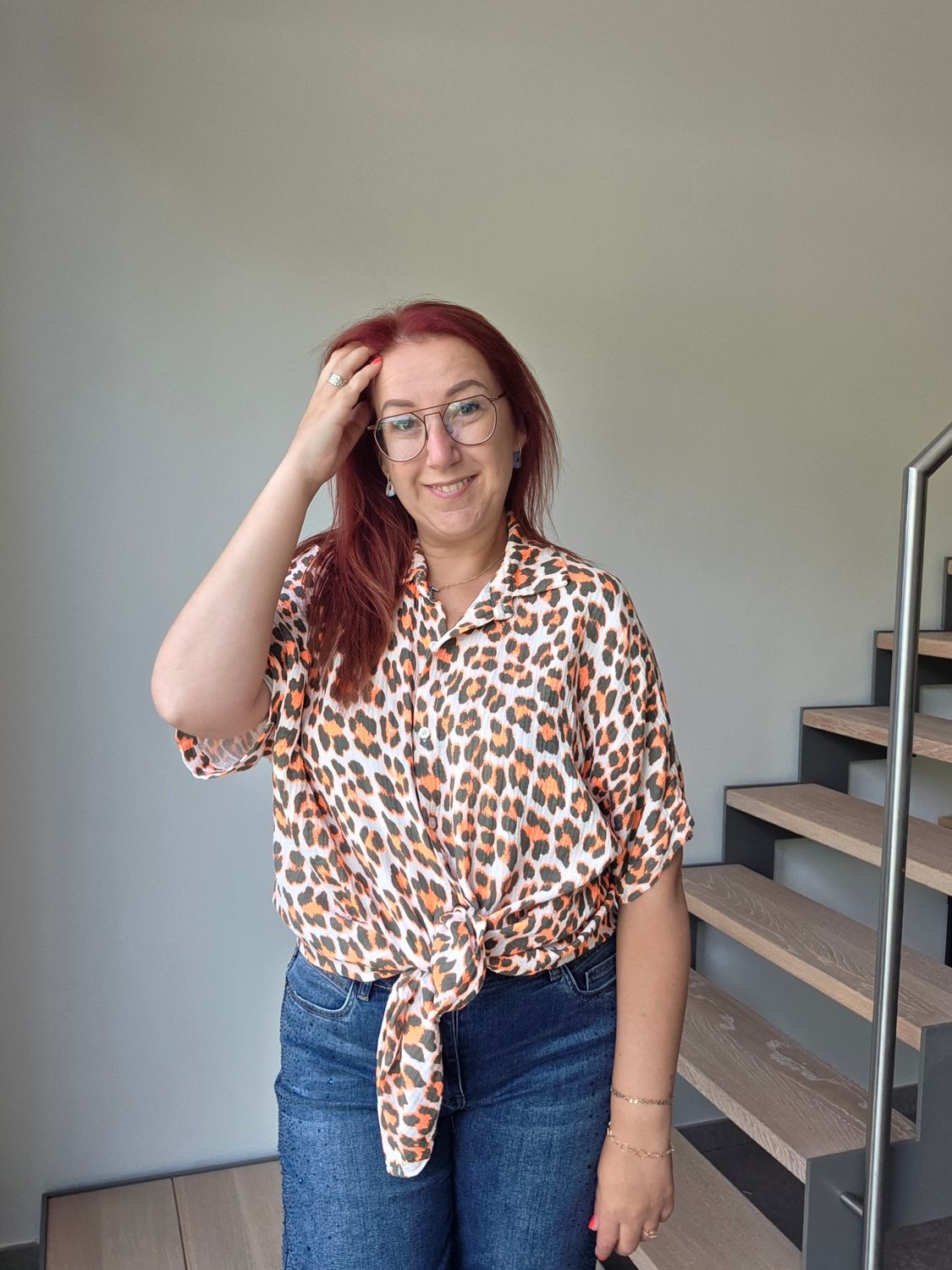 Hemd Maddie - panter met korte mouw in tetra stof