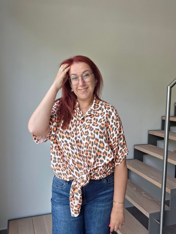 Hemd Maddie - panter met korte mouw in tetra stof