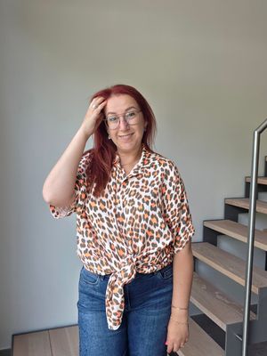 Hemd Maddie - panter met korte mouw in tetra stof