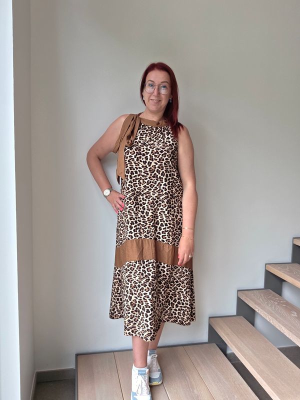 Jurk Sasha - halter met panter print