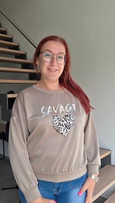 Sweater Sienna - opdruk in glitter en stof Sweater Sienna - opdruk in glitter en stof