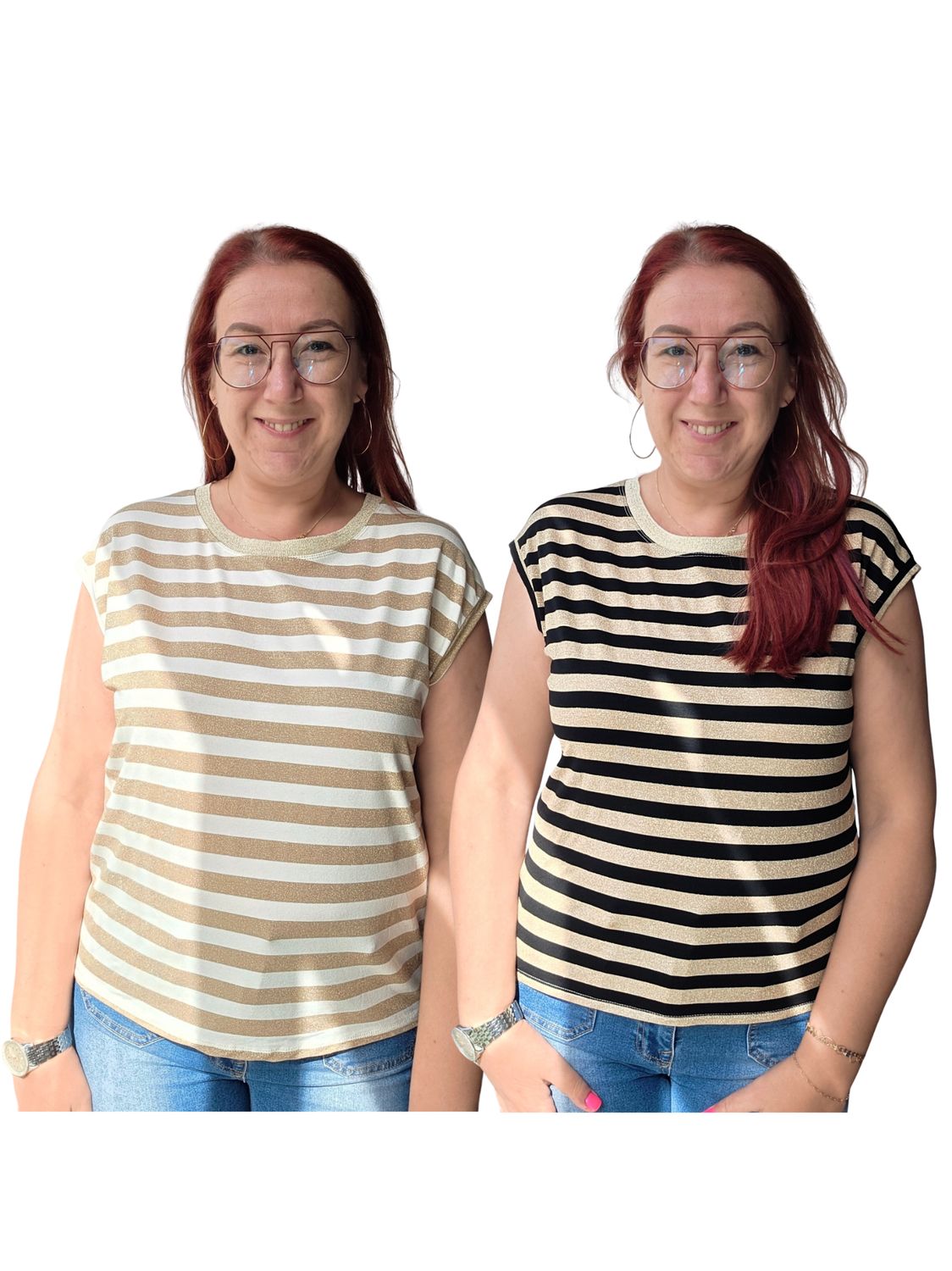 Shirt Alix - gestreept met goud detail Shirt Alix - gestreept met goud detail