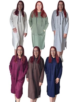 Sweater Dress Leanne - comfy hoodie in sweater stof Sweater Dress Leanne - comfy hoodie in sweater stof