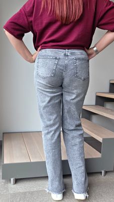Tall Broek Quincy - Queen Hearts wide leg in grijs