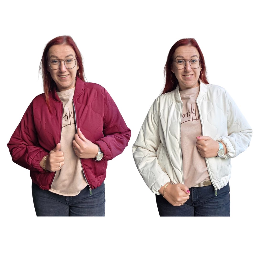 Bomber Esmee - gewatteerd met gestikt patroon Bomber Esmee - gewatteerd met gestikt patroon