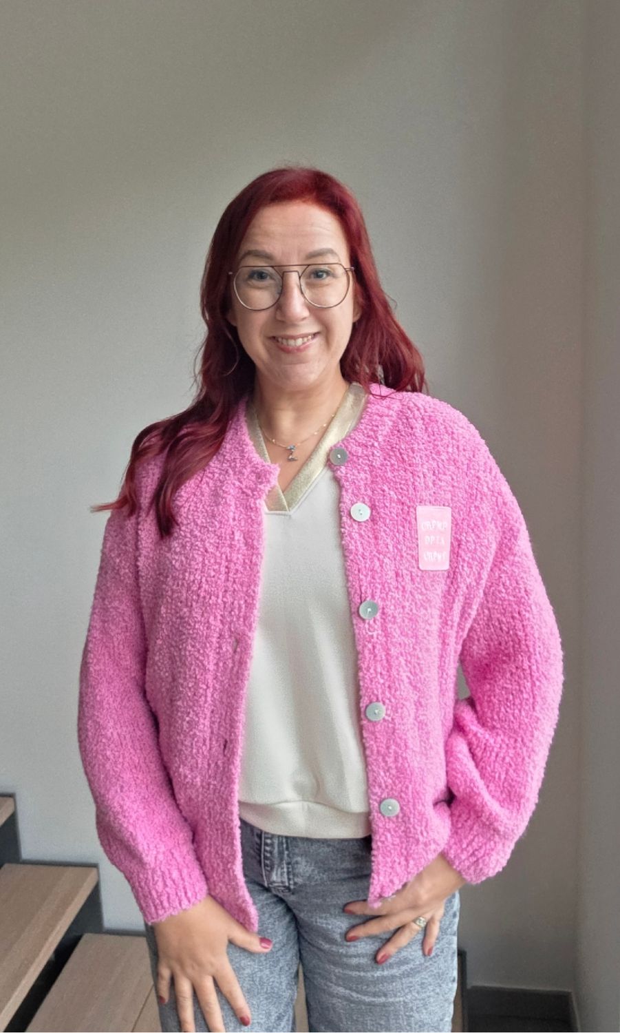 Vest Vivi - bouclé met crème de la crème label Vest Vivi - bouclé met crème de la crème label