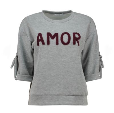 Sweatshirt Aniek - gesp detail met amor opdruk