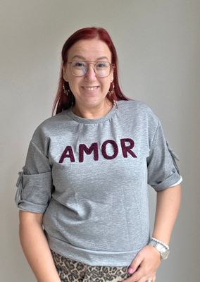 Sweatshirt Aniek - gesp detail met amor opdruk