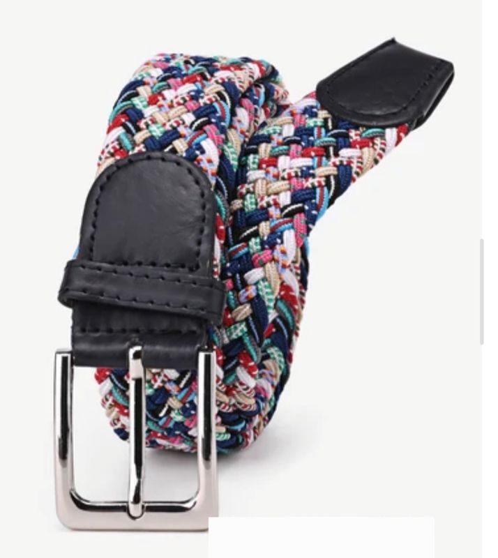 Elastic Braided Multi Color Riem - 100cm