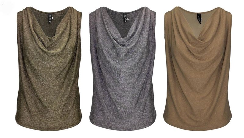 Top Lore - waterval neckline met glitter Top Lore - waterval neckline met glitter