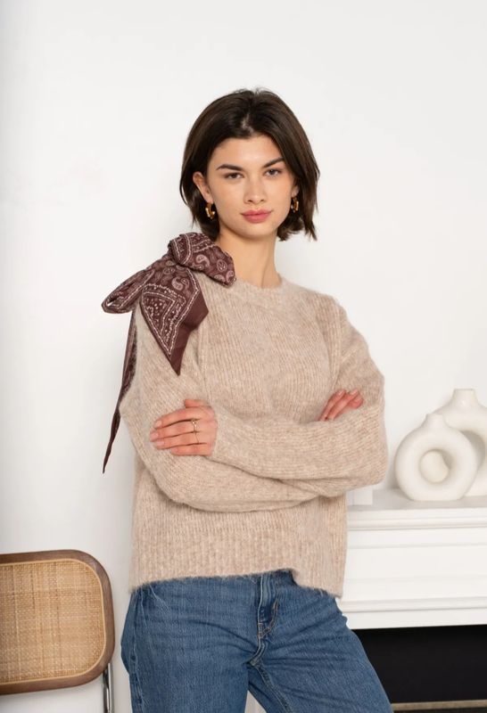 Trui Carly - gebreid met strikdetail in hals Trui Carly - gebreid met strikdetail in hals