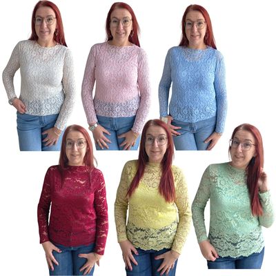 Top Nathalie - trendy kant met rechte mouw