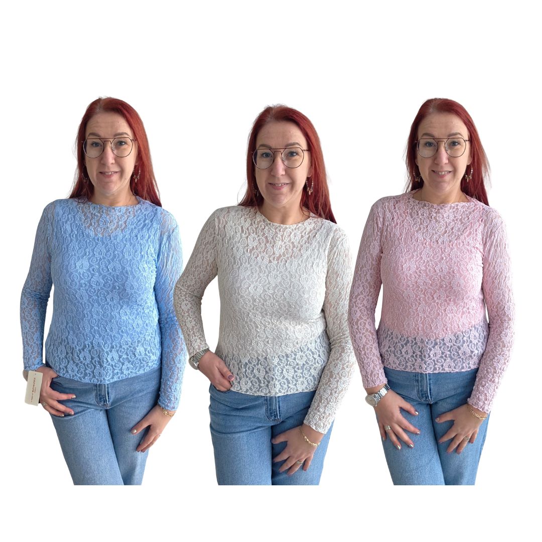 Top Natasha - trendy kant met rechte mouw Top Natasha - trendy kant met rechte mouw