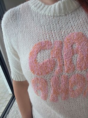Truitje Claudia - gebreid met teddy Ciao Amore opdruk