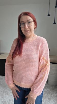 Trui Nancy - zacht gestreept met palmboom