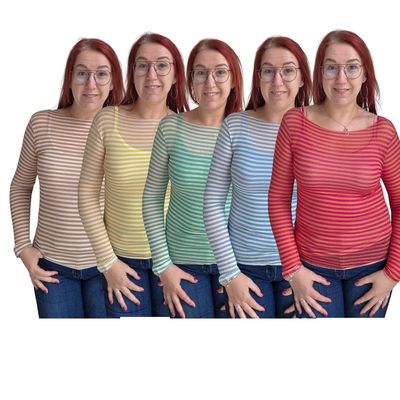 Top Tine - dunne gestreepte longsleeve