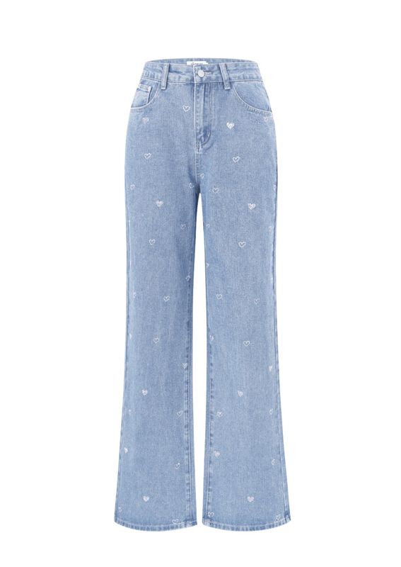 Tall Broek Mindy - licht met hartjes motief Tall Broek Mindy - licht met hartjes motief
