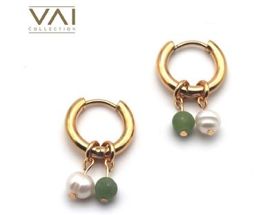 Oorbellen Maddie - parel en groen