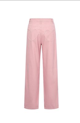 Tall Broek Megan - roze wide leg met hartvormige achterzak