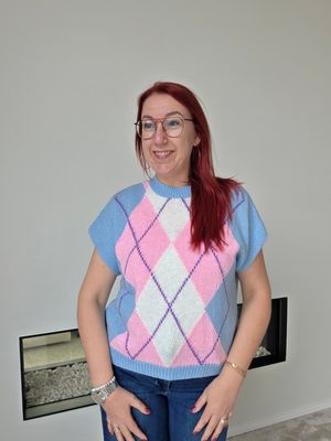 Truitje Jolien - korte mouw met argyle print
