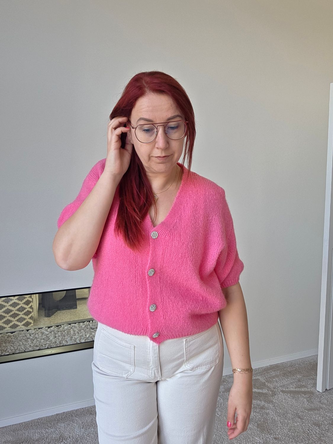 Vest Mimi - V-hals met glitter knopen