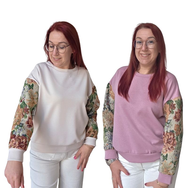 Sweater Rosalie - mouwen met gobelin print Sweater Rosalie - mouwen met gobelin print