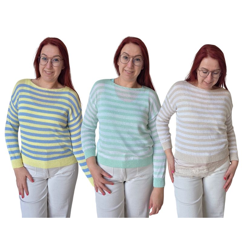 Truitje Livia - zeer dun gebreid met strepen Truitje Livia - zeer dun gebreid met strepen