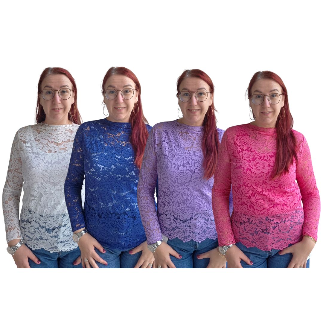 Top Nathalie - trendy kant met rechte mouw