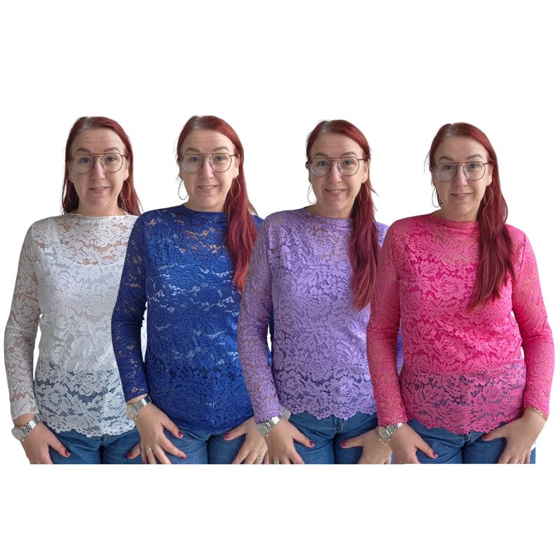 Top Nathalie - trendy kant met rechte mouw