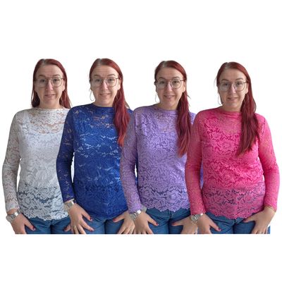 Top Nathalie - trendy kant met rechte mouw