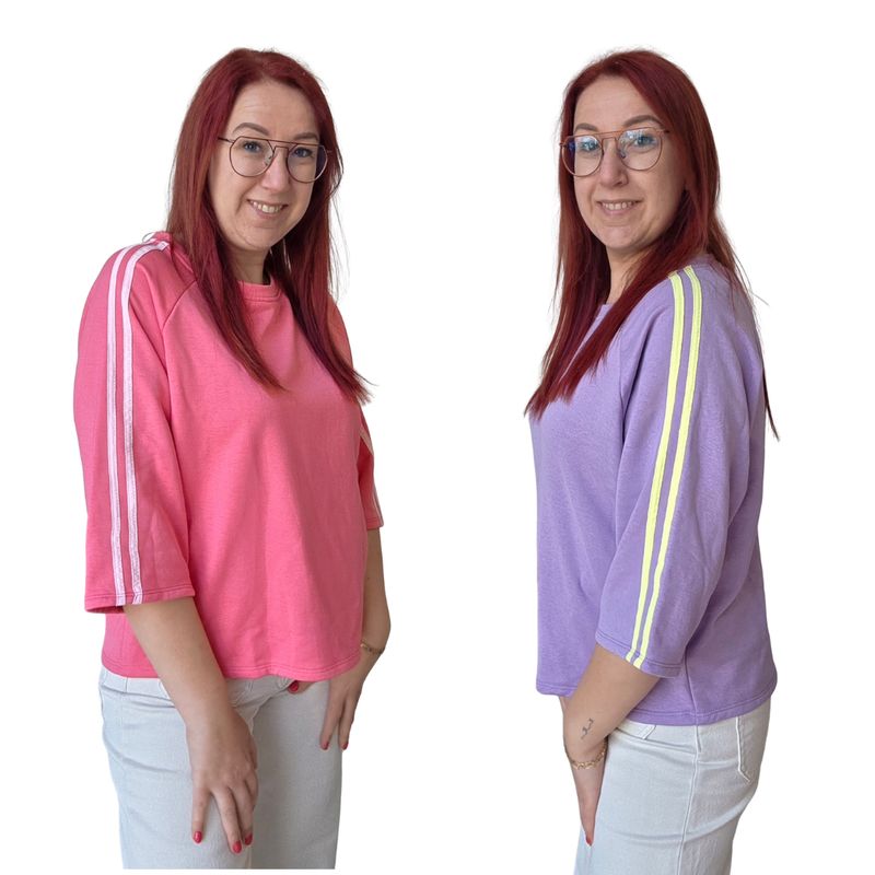 Sweatshirt Flo - driekwart mouw met streep Sweatshirt Flo - driekwart mouw met streep