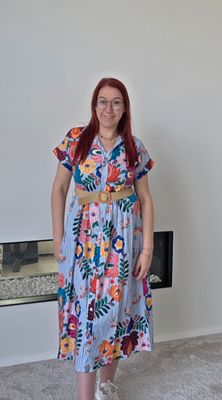 Jurk Jolijn - fleurige bloemen en strepen
