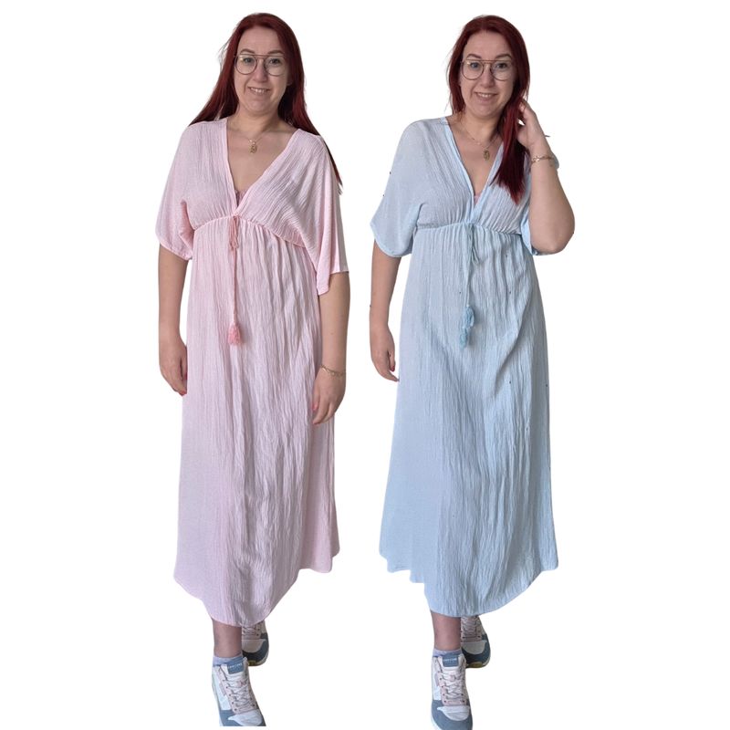 Jurk Katrijn - effen met Boho vibes