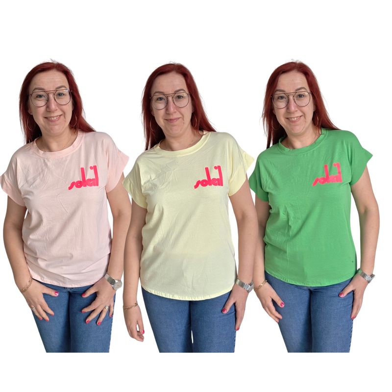 Shirt Solange - contrast met neon soleil opdruk Shirt Solange - contrast met neon soleil opdruk