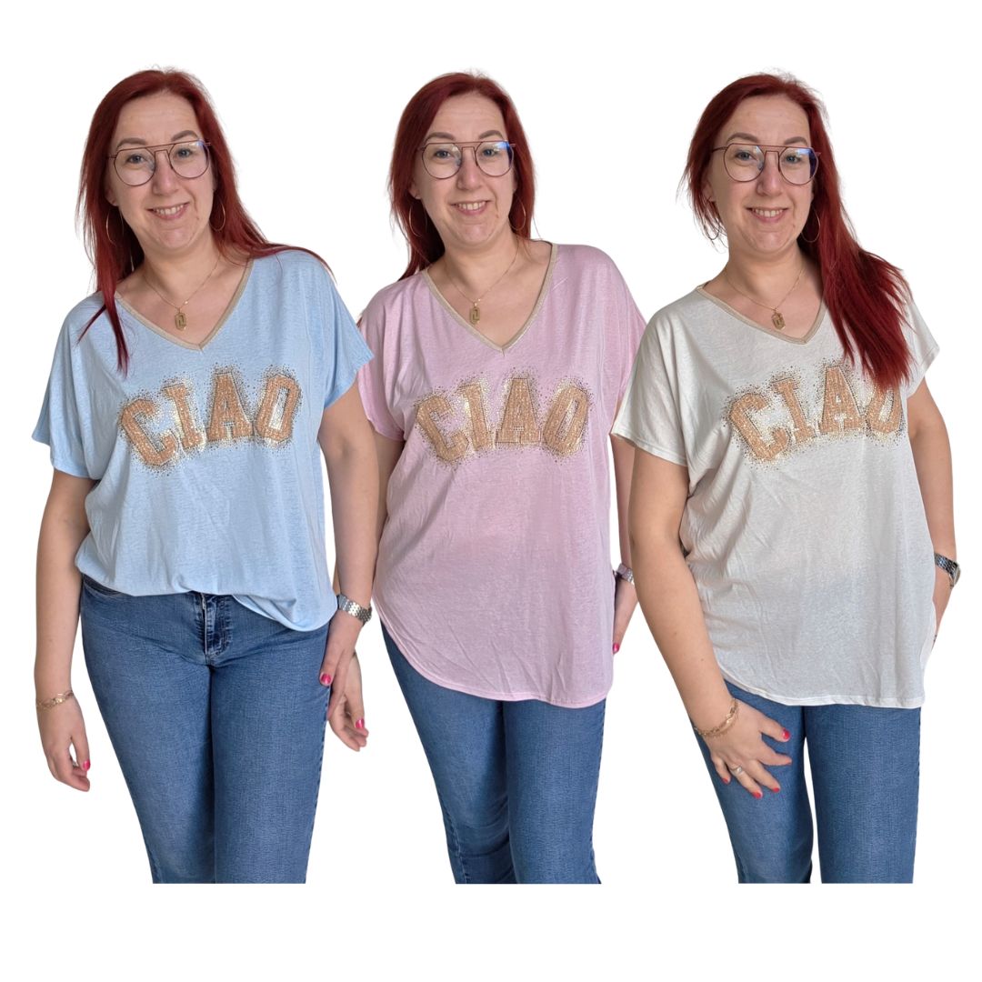 Top Valentina - ciao met tweed en bling bling Top Valentina - ciao met tweed en bling bling