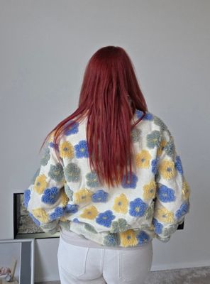 Bomber Silva -  bloemen in teddy stof