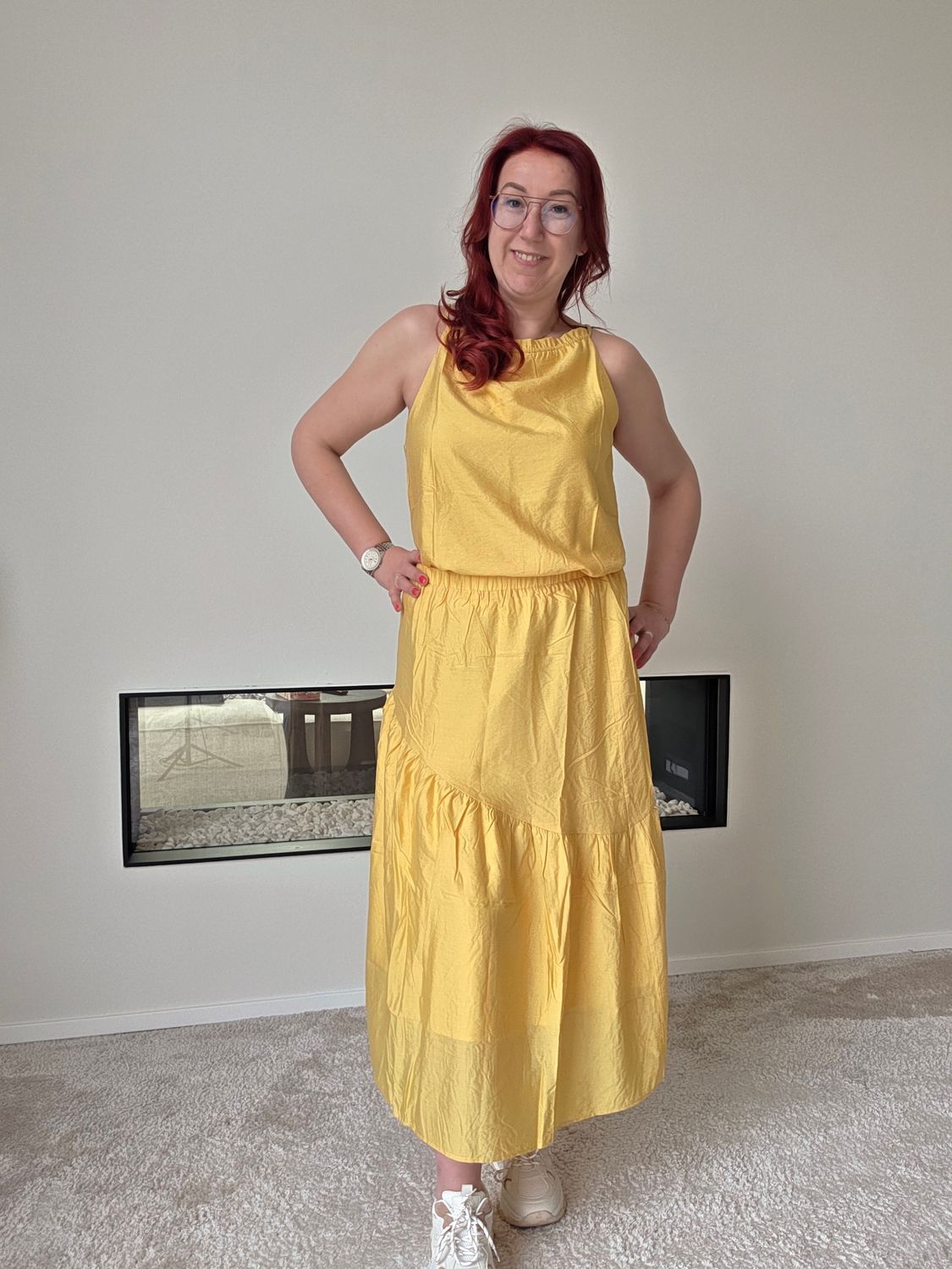 Rok Inez - oker satin look