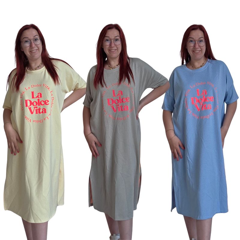 Sweater Dress Do - sweater stof met La Dolce Vita opdruk
