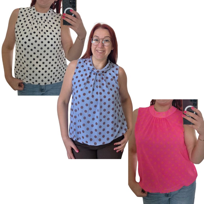 Top Dottie - mouwloos in bolletjes