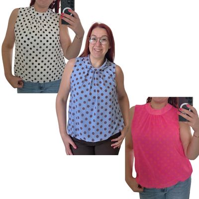 Top Dottie - mouwloos in bolletjes