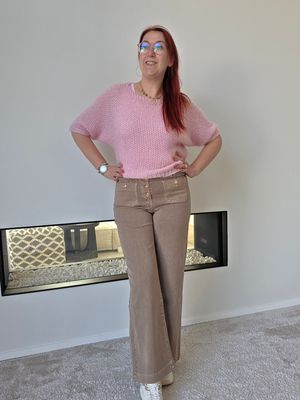 Broek Talia - taupe met gouden details Broek Talia - taupe met gouden details