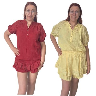 Set Soula - katoen met broderie details