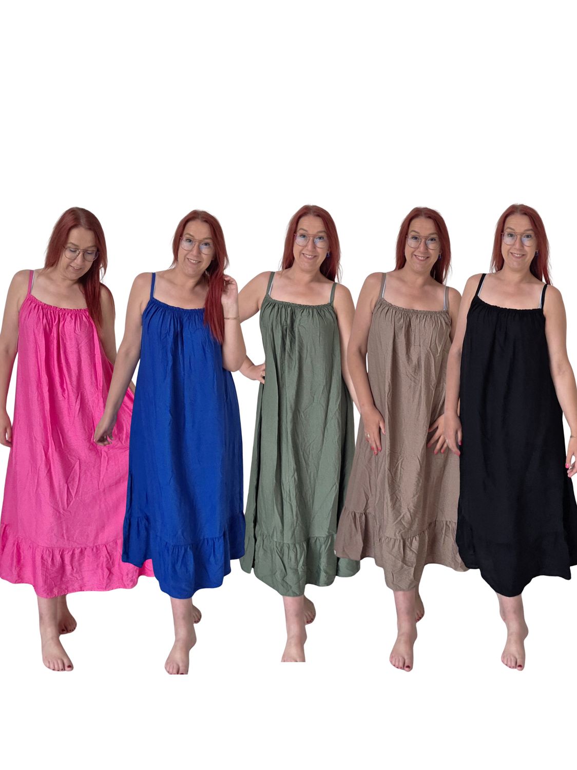 Jurk Caroline - lang met spaghetti bandjes Jurk Caroline - lang met spaghetti bandjes