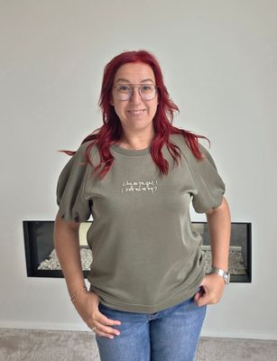 Top Agnes - sweatshirt met pofmouw