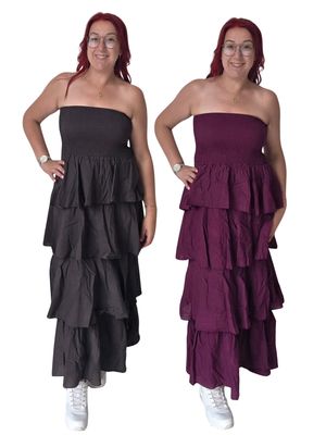 Jurk Nina - strapless smock met ruffles