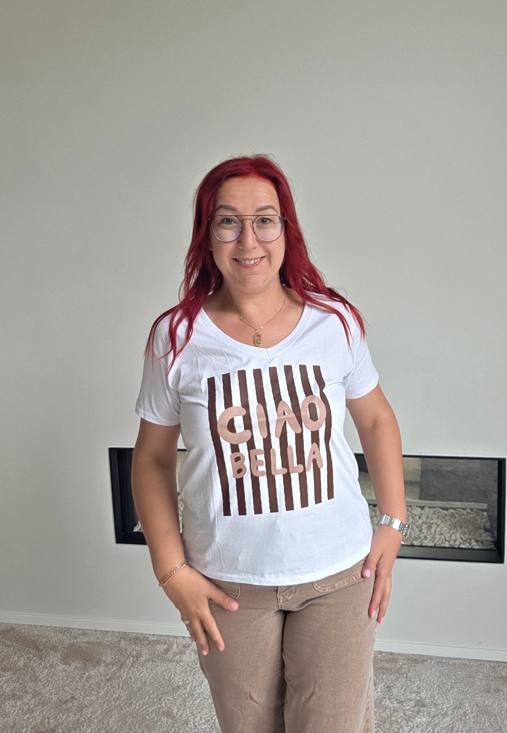 Shirt Liv - Ciao Bella in bruin Shirt Liv - Ciao Bella in bruin
