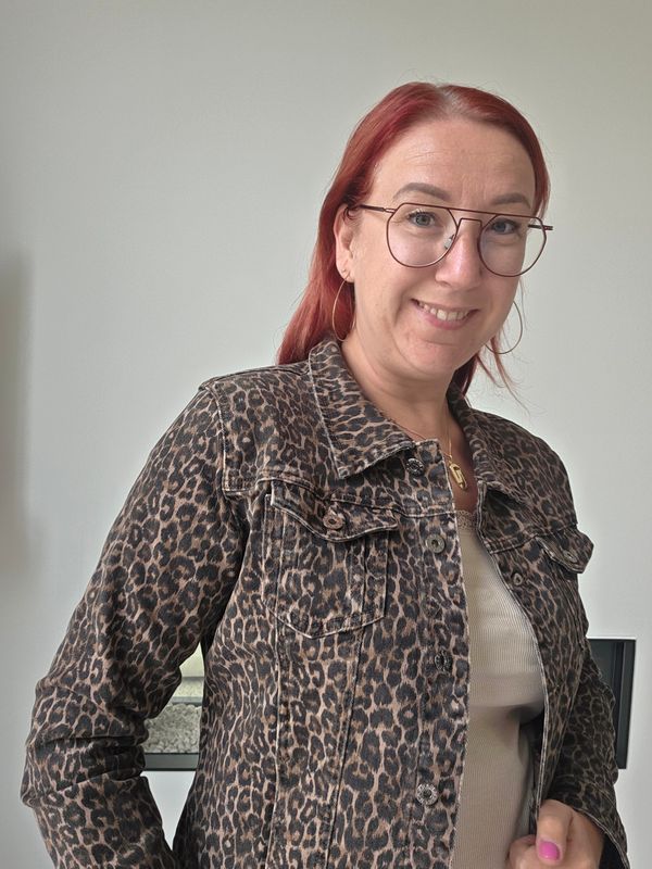 Jeans Jasje Pam - taupe in panterprint