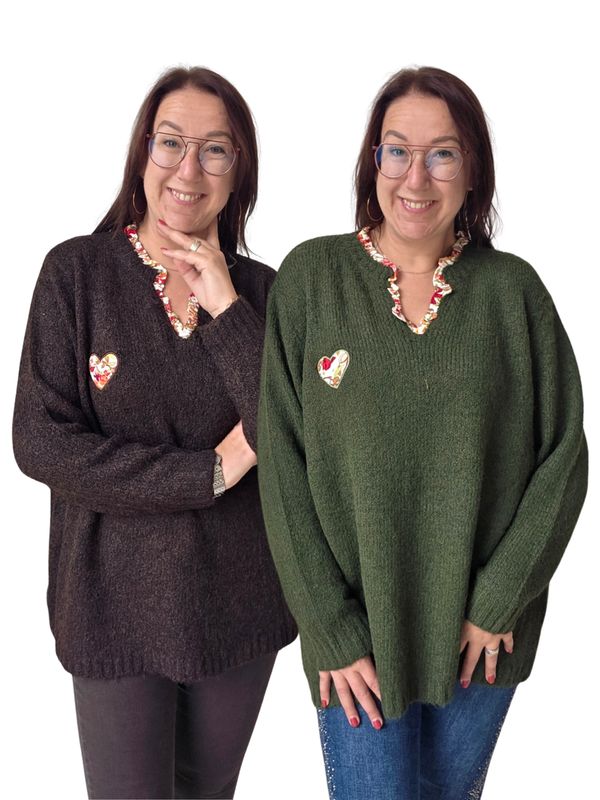 Trui Mimi - hart en ruffle in bloemenprint